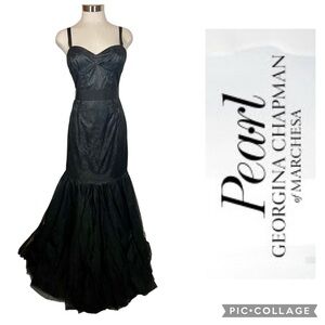 Pearl Black Sweetheart Maxi Gown